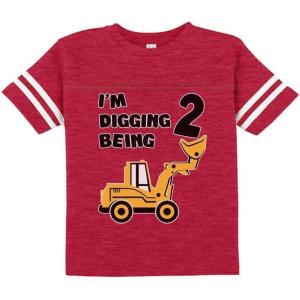 imageConstruction 2nd Birthday Shirt Boy Im Digging Being 2 Kids Jersey TShirtRed
