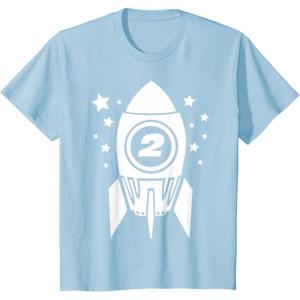 imageKids Gift for Two Year Old  2nd Birthday Space Rocket TShirtBaby Blue
