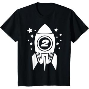 imageKids Gift for Two Year Old  2nd Birthday Space Rocket TShirtBlack