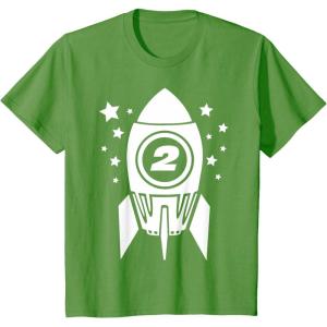 imageKids Gift for Two Year Old  2nd Birthday Space Rocket TShirtGrass Green