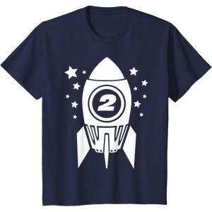 imageKids Gift for Two Year Old  2nd Birthday Space Rocket TShirtNavy Blue