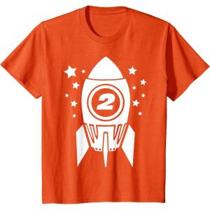 imageKids Gift for Two Year Old  2nd Birthday Space Rocket TShirtOrange