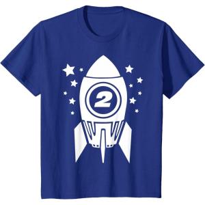 imageKids Gift for Two Year Old  2nd Birthday Space Rocket TShirtRoyal Blue