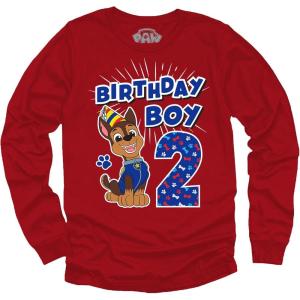 imagePaw Patrol Chase 2nd Birthday Boy Shirt 2 Year Old Kids Long Sleeve TShirtRed
