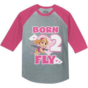 imagePaw Patrol Skye Born 2 Fly 2nd Birthday 34 Sleeve Baseball Jersey Toddler ShirtPink