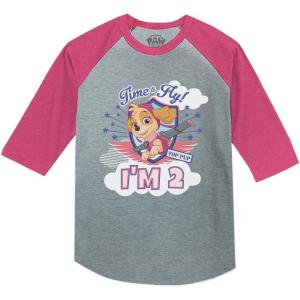 imageSkye Im 2 Paw Patrol 2nd Birthday 34 Sleeve Baseball Jersey Toddler ShirtPink