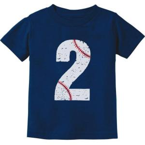 imageTeeStars  Baseball 2nd Birthday Gift for Two Year Old Toddler Kids TShirtNavy
