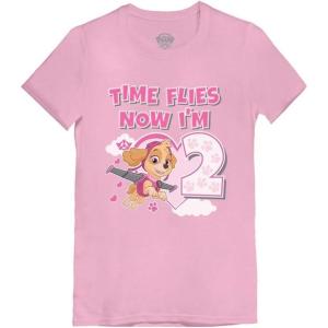 imageTime Flies 2nd Birthday Girl Shirt 2 Years Old Skye Paw Patrol Toddler Girls Fitted TShirtPink