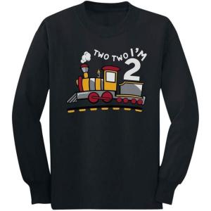imageTrain 2nd Birthday Shirt Boy Girl 2 Year Old Toddler Kids Long Sleeve TShirtBlack