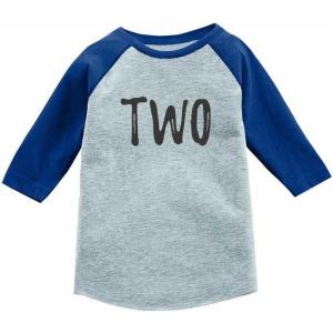 imageTwo 2nd Birthday Shirt 2 Year Old Boys Girls 34 Sleeve Baseball Jersey TShirtBlue