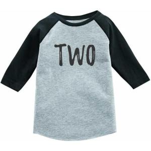 imageTwo 2nd Birthday Shirt 2 Year Old Boys Girls 34 Sleeve Baseball Jersey TShirtDark Gray