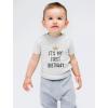 imageBaby Boy Girl 1st Birthday Gift One Year Old Birthday Crown Infant Kids TShirtGray