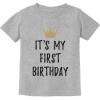 imageBaby Boy Girl 1st Birthday Gift One Year Old Birthday Crown Infant Kids TShirtGray