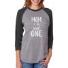 imageMom of The Wild One Funny 1st Birthday 34 Women Sleeve Baseball Jersey ShirtBlackGray
