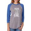 imageMom of The Wild One Funny 1st Birthday 34 Women Sleeve Baseball Jersey ShirtBlueGray