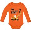 imageTstars 1st Birthday Bulldozer Construction Toddler Infant Baby Long Sleeve BodysuitOrange