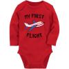 imageTstars My First Flight Funny Vacation Holiday Baby BoyGirl Baby Long Sleeve BodysuitRed