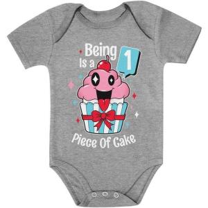image1 Year Old Baby Girl Outfit 1st Birthday Gift Cupcake Funny Baby BodysuitGray