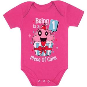 image1 Year Old Baby Girl Outfit 1st Birthday Gift Cupcake Funny Baby BodysuitWow Pink