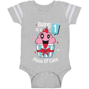 image1 Year Old Baby Girl Outfit 1st Birthday Gift Cupcake Funny Baby Jersey BodysuitGray