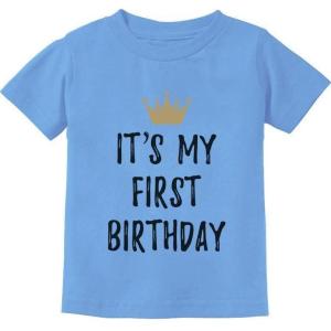 imageBaby Boy Girl 1st Birthday Gift One Year Old Birthday Crown Infant Kids TShirtCalifornia Blue