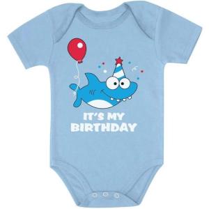 imageBirthday Boy or Girl Shark Outfit 1st 2nd Birthday Gift Baby BodysuitAqua