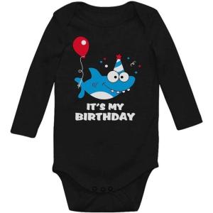 imageBirthday Boy or Girl Shark Top 1st 2nd Birthday Outfit Baby Long Sleeve BodysuitBlack