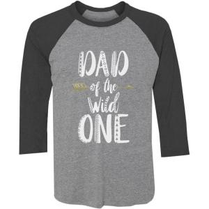 imageTstars  Dad of The Wild One Funny 1st Birthday 34 Sleeve Baseball Jersey ShirtBlackGray