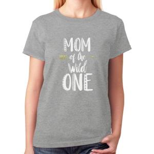 imageTstars  Mom of The Wild One Funny 1st Birthday Women TShirtGray