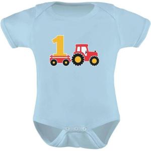 imageTstars  One Year Old Boy Birthday Gift 1st Birthday Tractor Baby BodysuitAqua