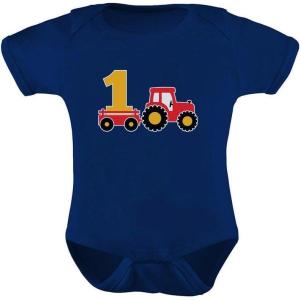 imageTstars  One Year Old Boy Birthday Gift 1st Birthday Tractor Baby BodysuitNavy