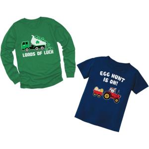 imageTstars Boys St Patricks Day Shirt  Construction Trucks Design  Lucky St Pattys Toddler Kids Long Sleeve TeeTruck  Easter Patrick Set