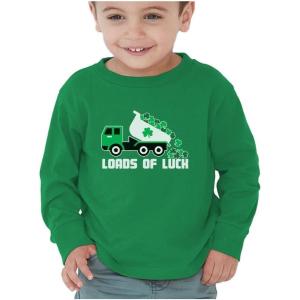 imageTstars Boys St Patricks Day Shirt  Construction Trucks Design  Lucky St Pattys Toddler Kids Long Sleeve TeeTruck  Green