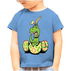 imageTstars Dinosaur TRex with Bunny Eggs Fun Easter TShirt for Infant ampamp Toddler Boys GirlsCalifornia Blue