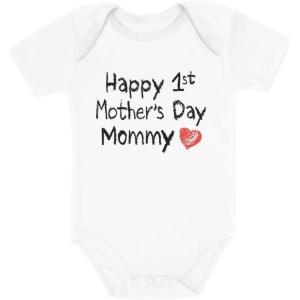 imageTstars Happy 1st Mothers Day Mommy Infant Bodysuit Gift for New Mom Baby Boy Girl Newborn OutfitWhite