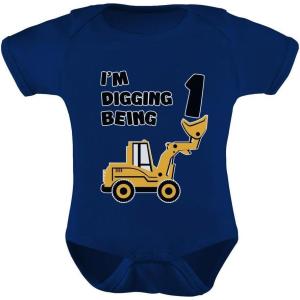 imageTstars Im Digging Being 1 1st Birthday Outfit Boy Construction Party Baby BodysuitNavy
