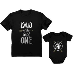 imageTstars Wild One 1st Birthday Outfit Boy Girl Safari Dad ampamp Baby Matching Shirts SetDad Black  Baby Black