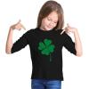 imageFaded Shamrock Green Clover St Patricks Day Irish Long Sleeve Kids TShirtBlack