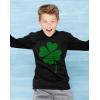 imageFaded Shamrock Green Clover St Patricks Day Irish Long Sleeve Kids TShirtBlack