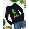 imageSt Patricks Day Irish Clover Floss Leprechaun Youth Kids Long Sleeve TShirtBlack