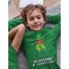 imageSt Patricks Day Irish Clover Floss Leprechaun Youth Kids Long Sleeve TShirtGreen