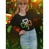 imageSt Patricks Day Shirt Women Teen Girls Irish Shamrock Heart Long Sleeve TShirt Medium Black