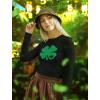 imageSt Patricks Day Shirt Women Teen Girls Irish Shamrock Long Sleeve TShirtBlack