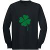 imageFaded Shamrock Green Clover St Patricks Day Irish Long Sleeve Kids TShirtBlack