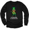 imageSt Patricks Day Irish Clover Floss Leprechaun Youth Kids Long Sleeve TShirtBlack