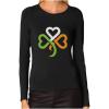 imageSt Patricks Day Shirt Women Teen Girls Irish Shamrock Heart Long Sleeve TShirt Medium Black