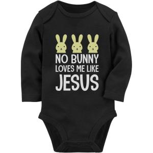 imageEaster Baby Outfit No Bunny Loves Me Like Jesus Christian Long Sleeve BodysuitBlack
