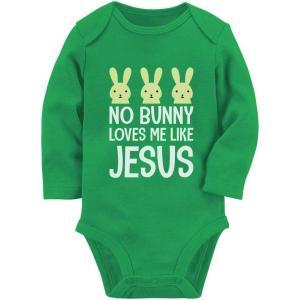 imageEaster Baby Outfit No Bunny Loves Me Like Jesus Christian Long Sleeve BodysuitGreen