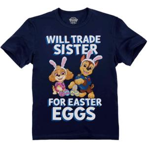 imagePaw Patrol Rubble Digging Easter Eggs TShirt Toddler Kids Egg Hunt Shirt for Boys ampamp GirlsTrade Sister  Navy