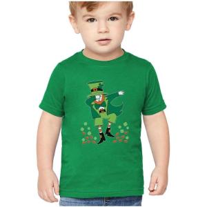 imageSt Patricks Day Shirt Clovers Dabbing Leprechaun Toddler Kids TShirtGreen
